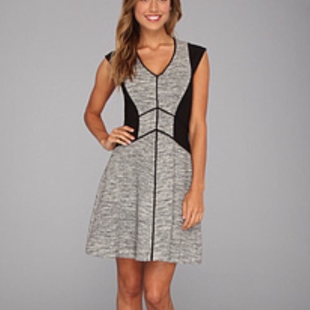 Rebecca Taylor Melange Knit Dress 10 grey black